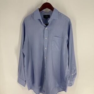 Butttoned Down Classic Fit Western Button-Up Dress Shirt Light Blue Size‎ 34